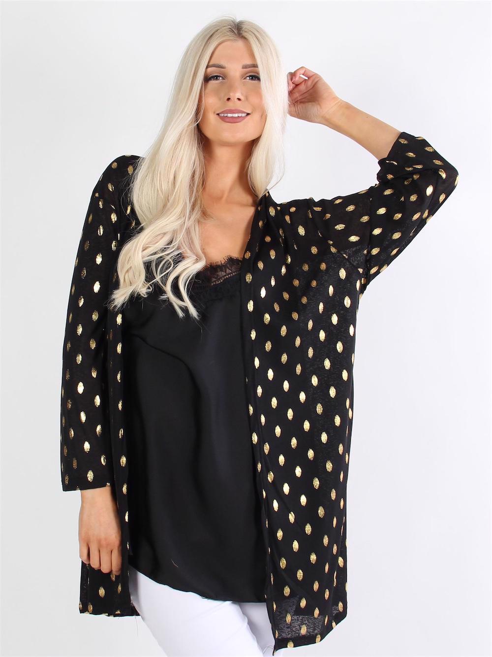 Amora - Tynd cardigan med guld detaljer